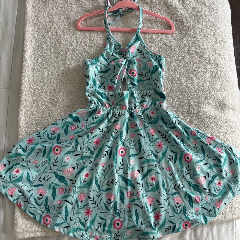 Teal and Pink Girls Floral Sundress